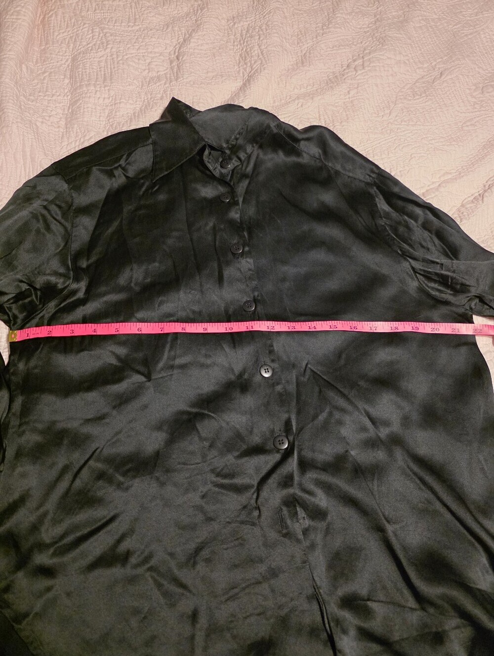 Classic Black Silk Button-Up Blouse - Picture 7 of 7